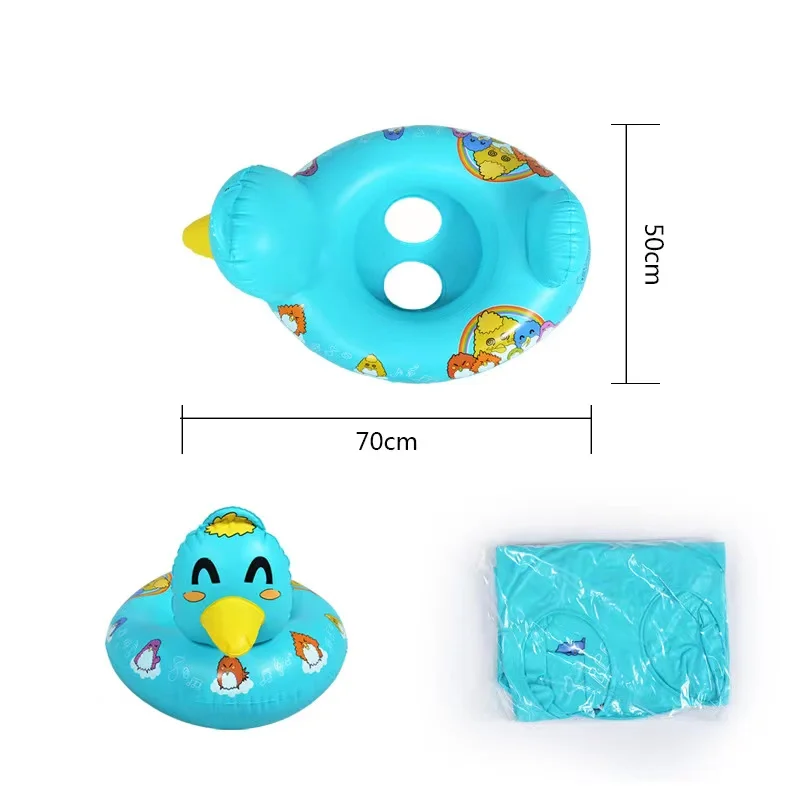 factory wholesale summer hot selling EN71 PVC green and blue duck float circle inflatable kids swimming ride-on float