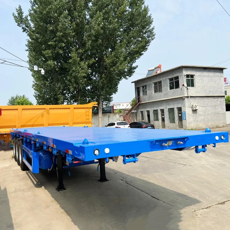 Цена по прейскуранту завода высокое качество 3/4/5/6 ось 50-100 тонн прицеп с плоской палубой контейнер шасси бортовой полуприцеп для продажи