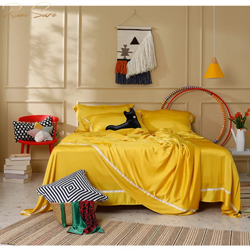 
Real 100 pillow case and bed sheet oekotex silk beauty bed cover silk bedding set children 