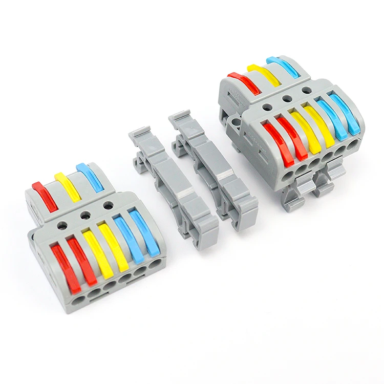 Din rail Electrical connector push in 3 in 6 out New easy connection light terminal block wire quick connector