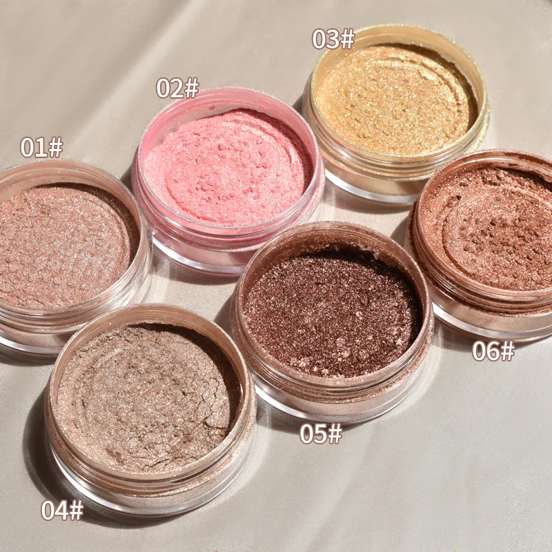 Private Label 6 Colors Cruelty Free Waterproof High Pigment Vegan Highlighter Loose Shimmering Powder