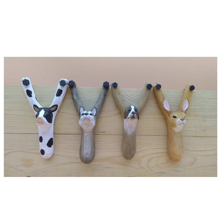 Hot Sale wood Catapult Animal shaped Hand Carved Wooden Slingshot