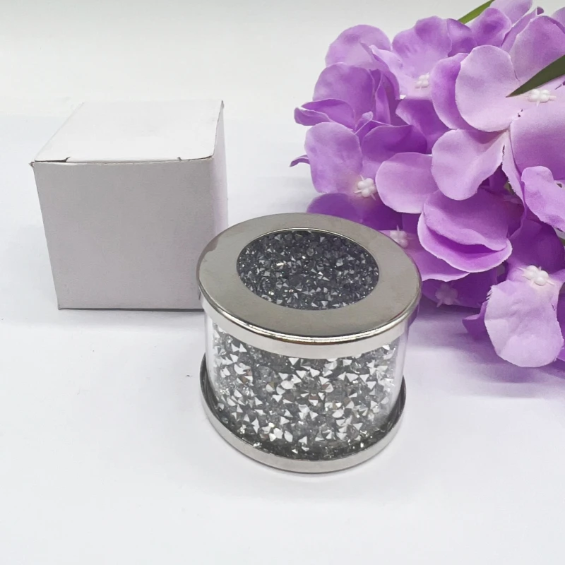 Factory Customized Design Home Wedding Decoration Silver Diamond Crystal Glass Napkin Rings