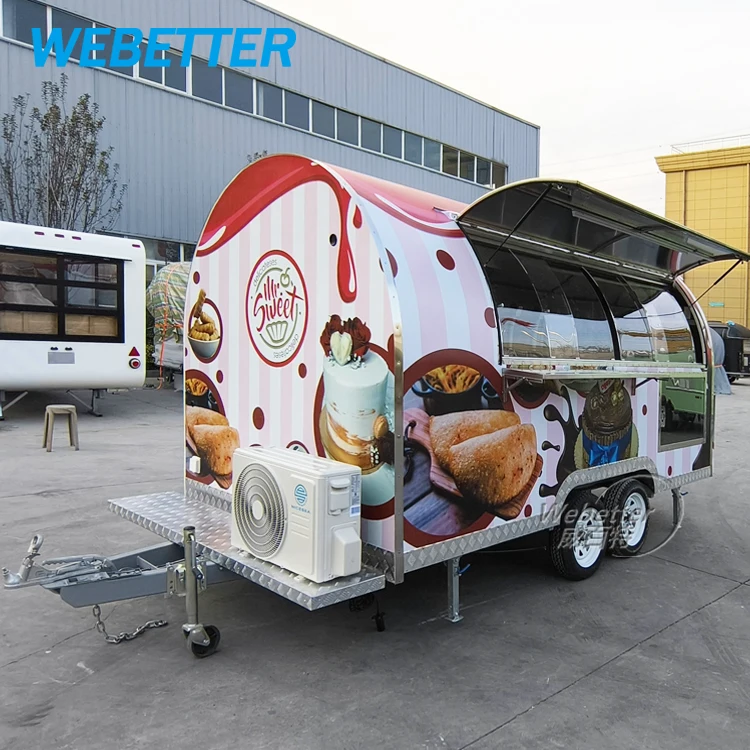 WEBETTER Street Mini Fiberglass Hotdog Ice Cream Fast Food Cart Trailer Mini Foodtruck Small Mobile Coffee Food Truck For Sale