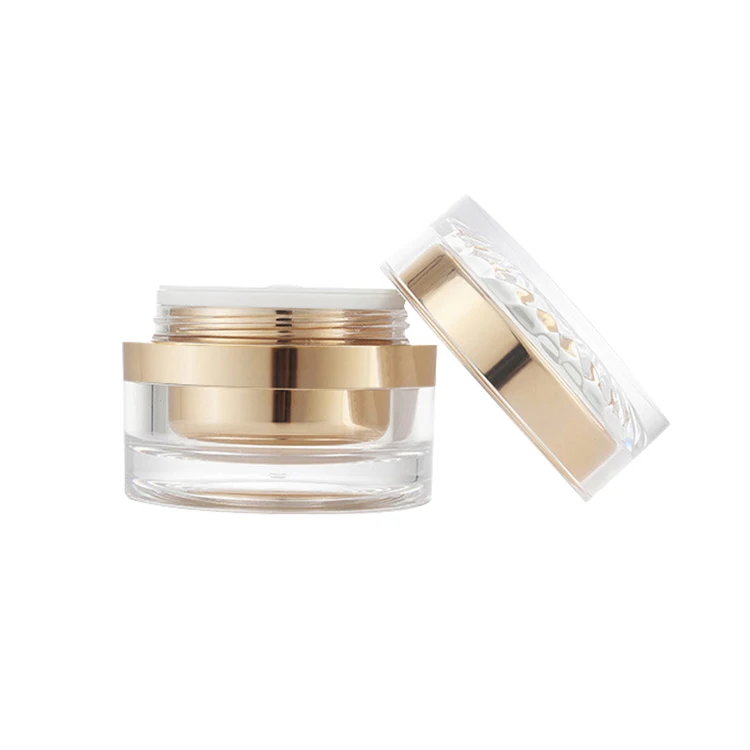 Роскошная круглая акриловая пластиковая банка с золотом 30 г, косметическая упаковка для контейнеров для крема для глаз