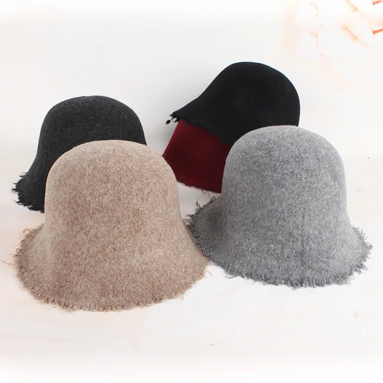 
Fall winter Wool Bucket Beggar Korean Version British Casual Knitted Fisherman Hat Basin 