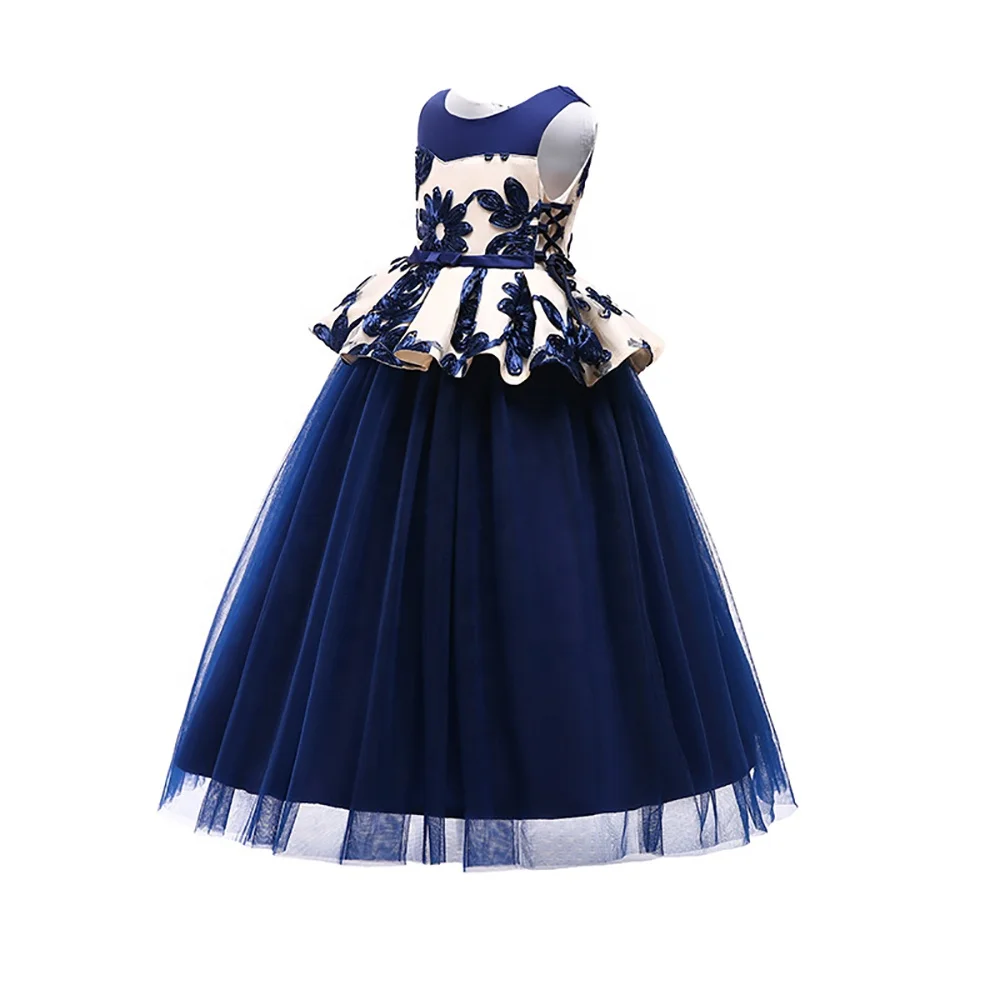 wholesale high quality latest flower party frock designs baby girl evening stylish party dress
