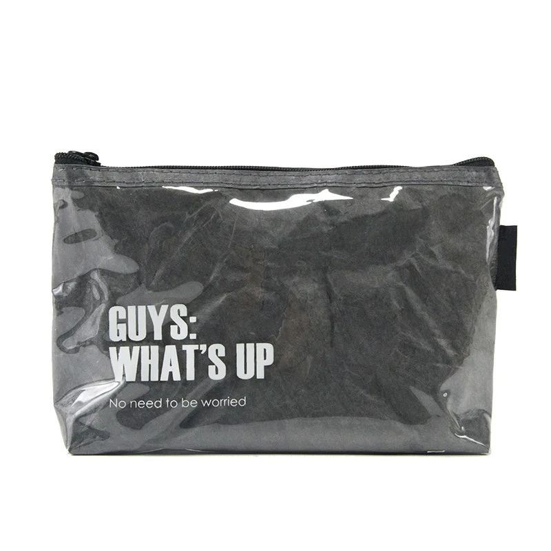 New Design Travel Waterproof Makeup zipper Pouch Eco Friendly Tyvek paper Cosmetic Bag with transparent PVC cover makeup Bag