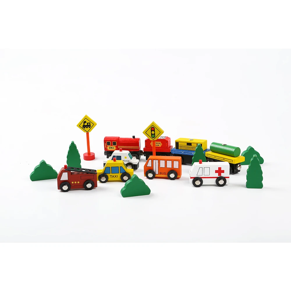 Hot sale model railway wooden train set AIDS Mini Toy Road Signs model wooden classic toy train for kids