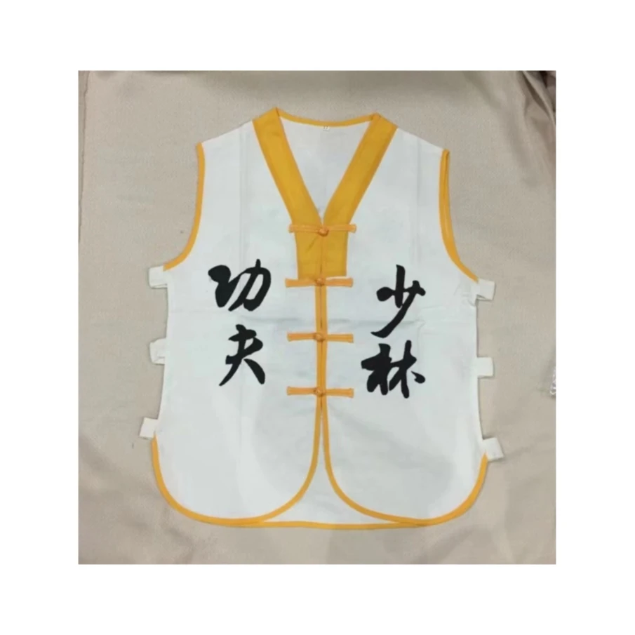 Shaolin Kung Fu Luohan Jacket OEM Vest Uniform Canvas Yarn Sleeveless Monk Short Martial Arts Wearing
