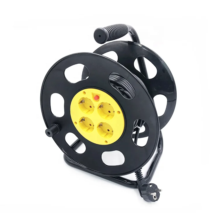16A 4 outlet euro extension power cord reel with VDE 3pin plug