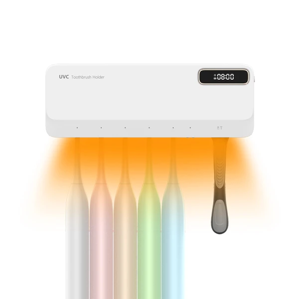 Newest wall mounted toothbrush sterilizer with heat and fan drying toothbrush holder bathroom time display toothbrush sanitizer