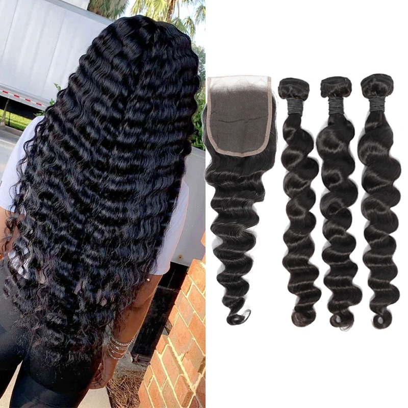 
Li&queen Hair Brazilian Loose Deep Wave Vigin Hair Weave 3 Bundles 300g Unprocessed Loose Deep Wave Virgin Human Hair 