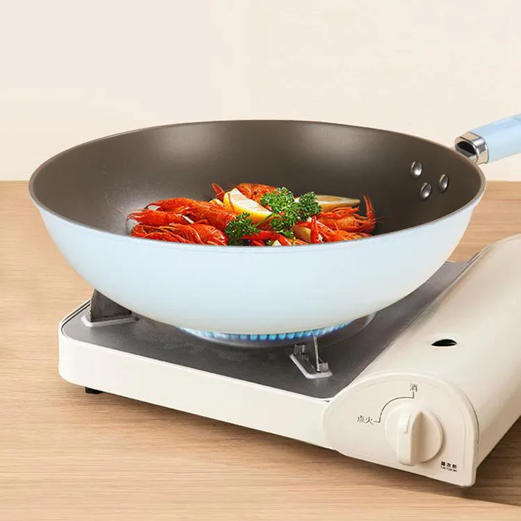 Hot Sale Non Stick wok Pan With Lid Titanium gold non-stick Frying Pan carbon steel Kitchen Cookware