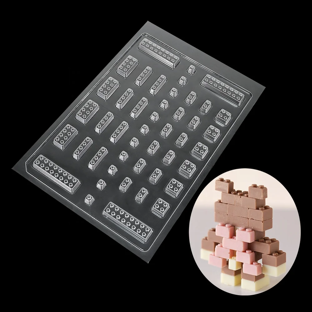 XJH 3D Legos Shaped Hard Baking Pastry Cake Decorating Moulds Legos Shapes Plastic Chocolate Mold