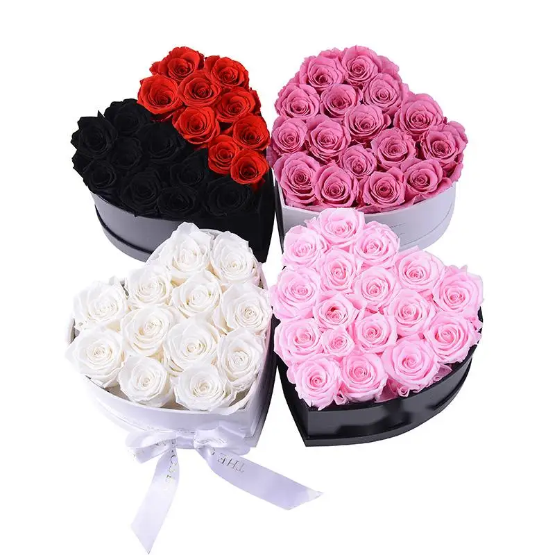Flower Box Preserved Rose Floral Mothers Day Heart Wholesale Square Flowers Boxes For Bouquets Package