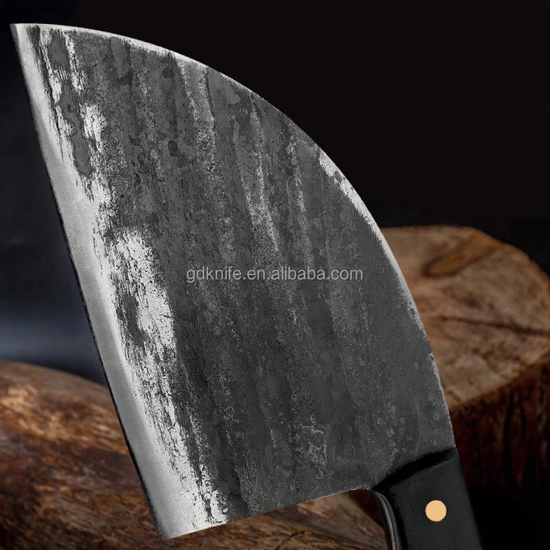 Handmade Forged Chef Knife Clad Steel Forged Chinese Cleaver Kitchen Knives Butcher Knife with Leather Sheath