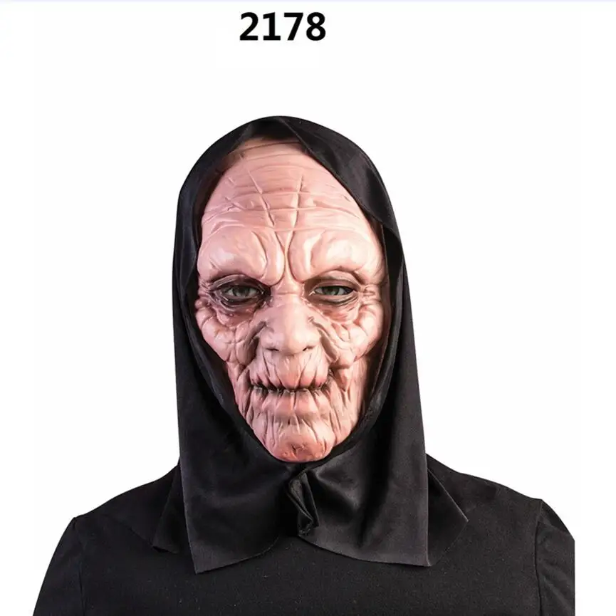 Horror Realistic Old Man Face Masks with Hood