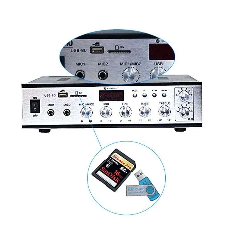 80w USB PA System Professional Amplifiers Audio Stereo Mp3 Mixing Amplifier