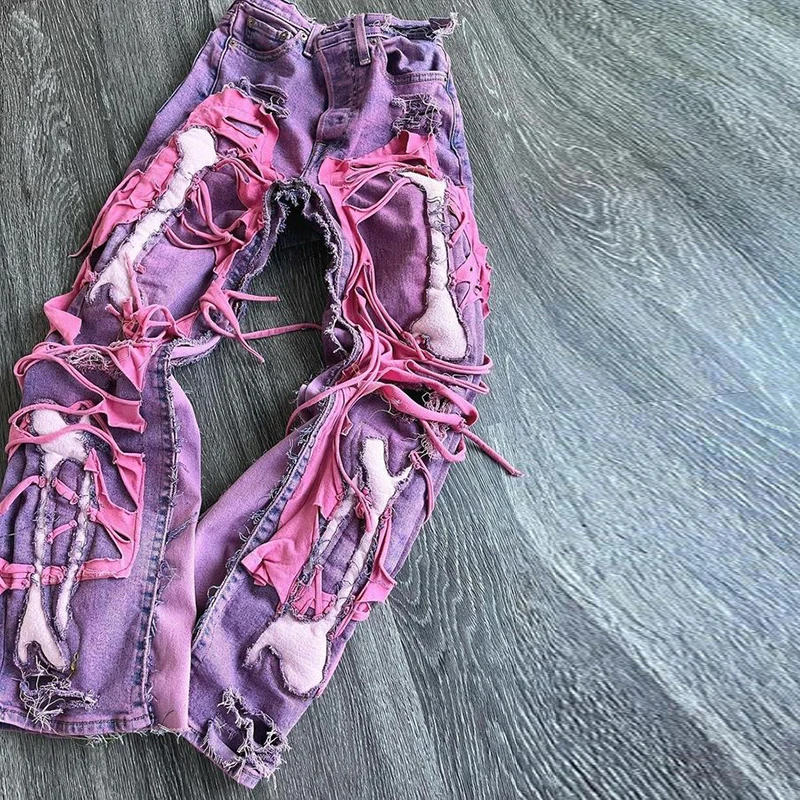 DiZNEW Custom logo Straight Leg Designer Stretch jeans Denim men Straight Loose wash jeans fashion men jeans