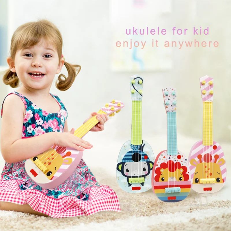 Popular Children Guitar Toy Musical Instrument Cartoon Painted Small Guitar Toy for Kids