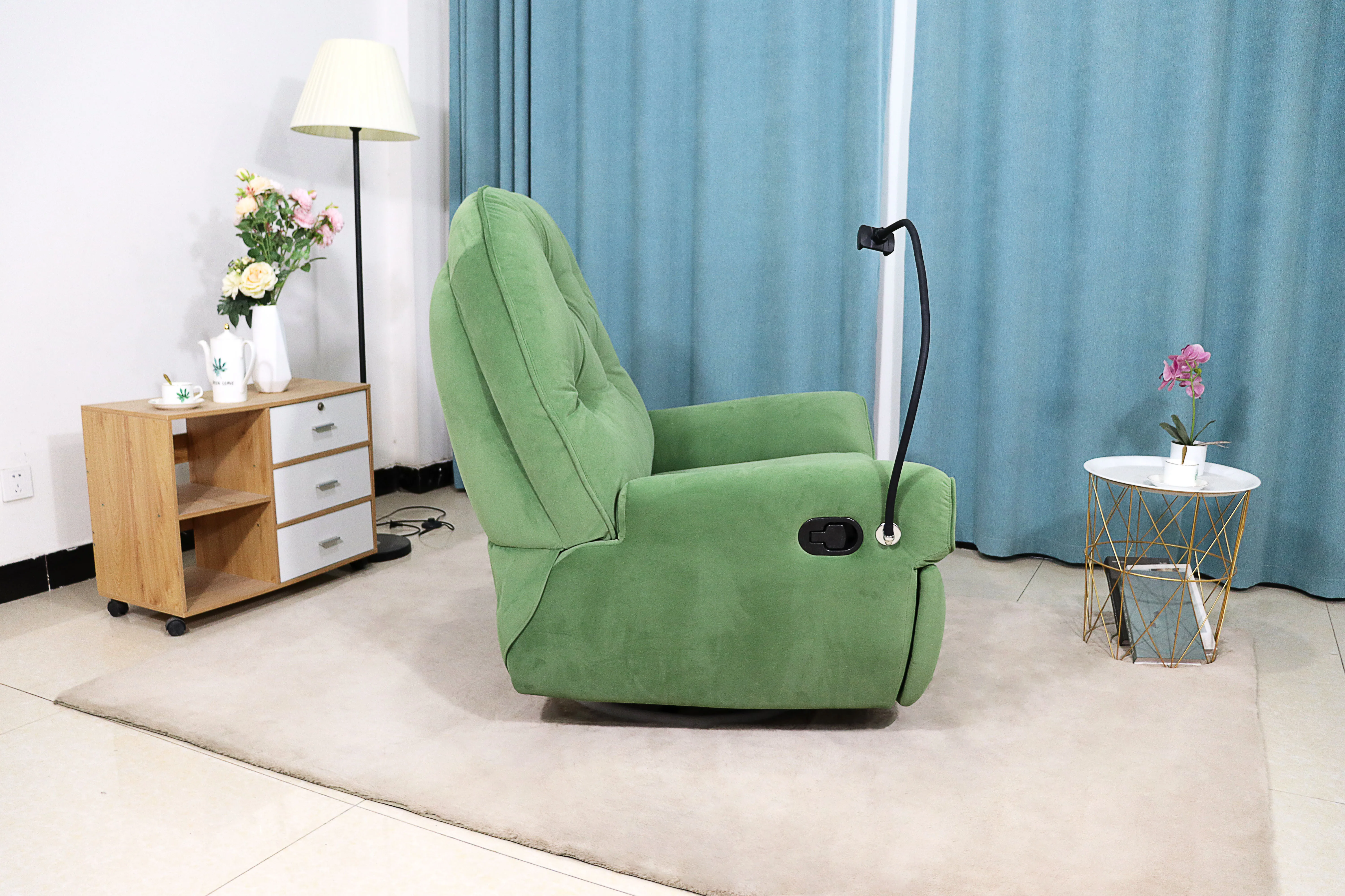 MEIMIN New Fabric Function  Modern Leisure Swivel Rocking Recliner Chair Sofa with Phone Holder
