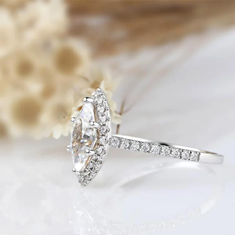Moissanite Light White Color 5x8MM Antique Marquise shape Diamond for 14K White Gold Moissanite Ring