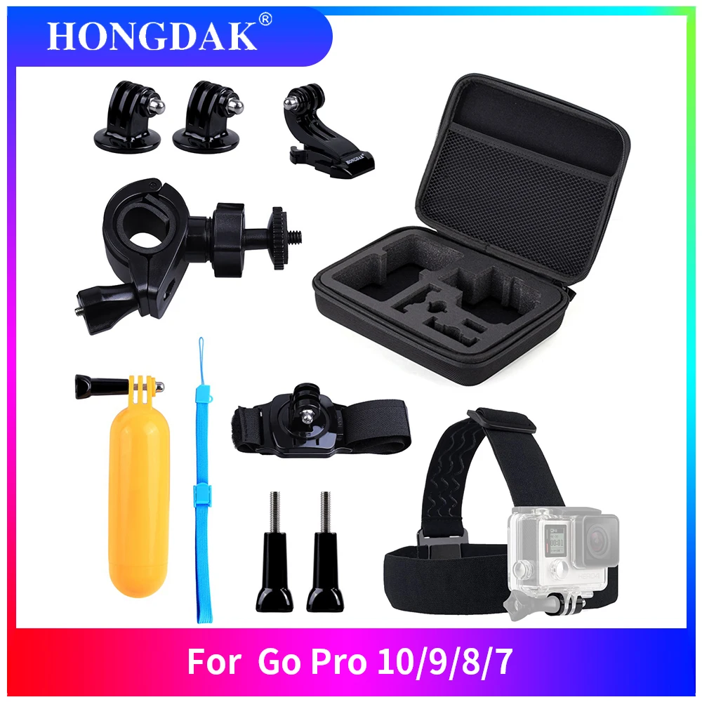 HONGDAK Action Accessory Set for Go pro hero 10 9 8 7 6 Kit Selfie Stick Adjust Strap Case for DJI OSMO Sport Camera Accessories