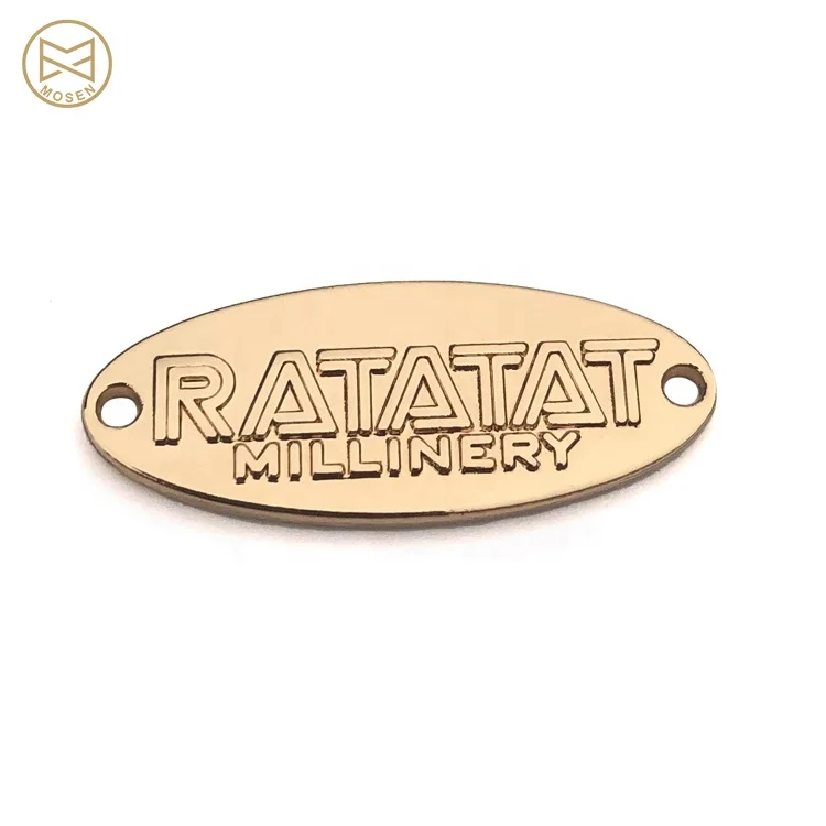 Custom Engraved Name Oval Plate Making Metal Sewing Label with Priavte Logos for Clothing
