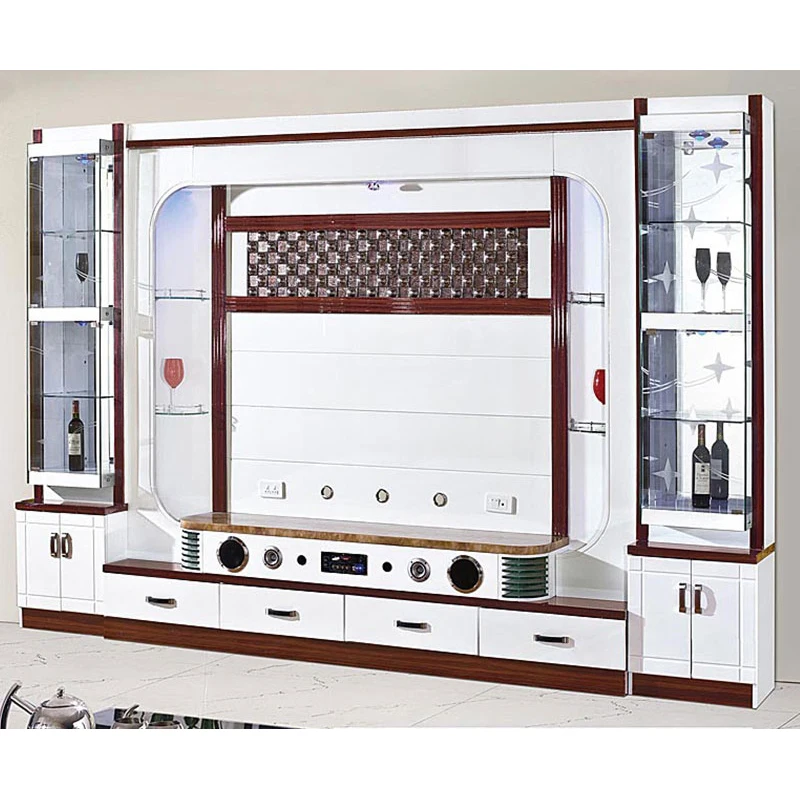 Classic Luxury White Modular Wood Led Tv Stand Living Room Storage Display Cabinet Modern Wooden Living Room Wall Tv Cabinet