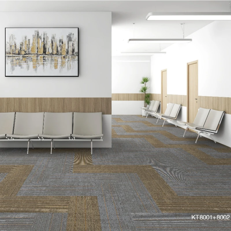 Luxury PVC Backing Plank Fireproof Acoustic Modern Fire Resistant Bitumen  PU Backing Polypropylene 50x50cm Nylon Carpet Tile