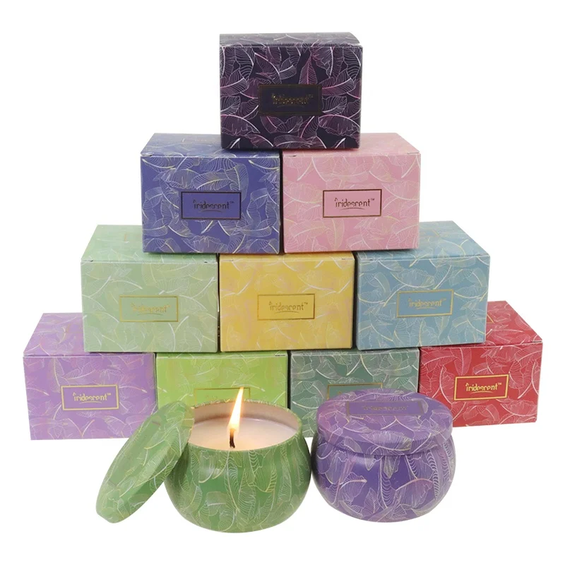 Iridescent Ultra Clean Burn Jar Candles Fancy Aroma Candle Colorful Decorative Candles