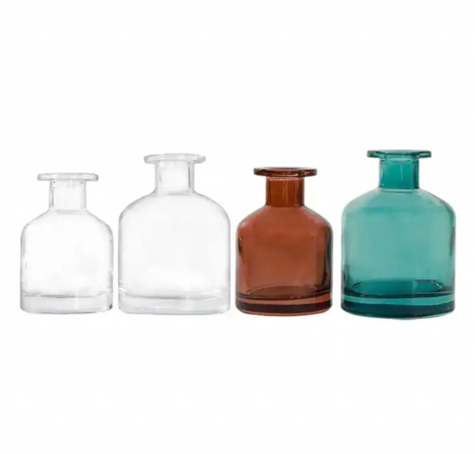 Custom luxury empty 50ml 100ml air freshener aroma fragrance perfume essential oil reed diffuser bottle glass jars with lids