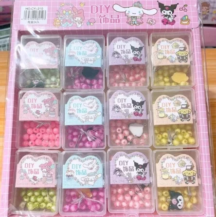 24pcs New Sanrioed  Melody Cute Girl Diy Bracelet Pendant Plastic Beading Handmade Stationery Store