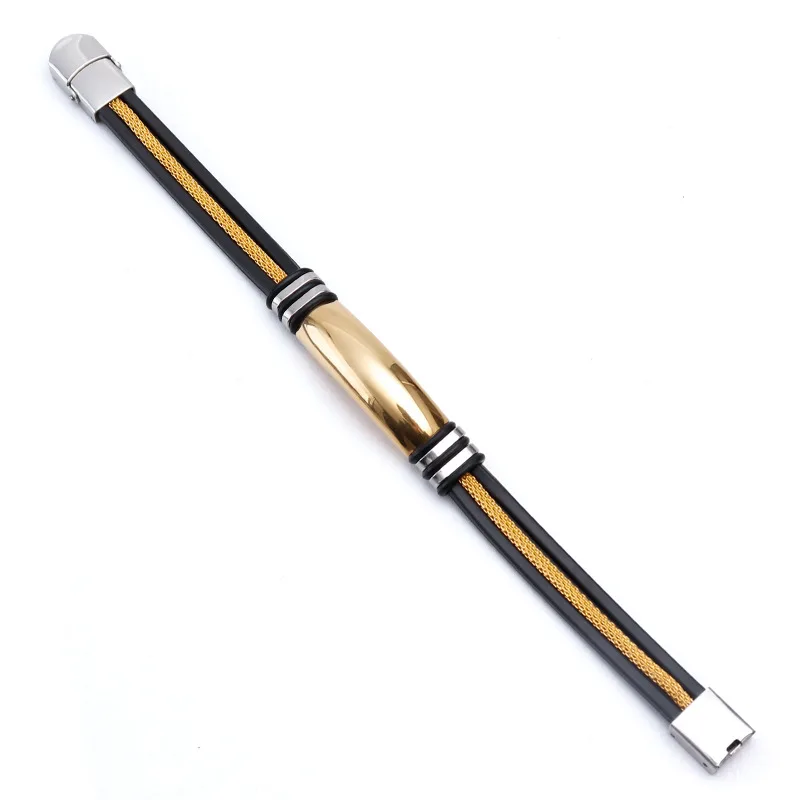 Europe Hot Selling Stainless Steel Bracelet for men in gold and silver color cheap price silicone wristband Fashionable Jewelry