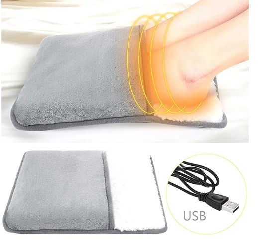 Mydays Outdoor USB Electric Heating Pad Feet Warm Slippers Winter Hand Foot Warmer Washable Household Flannel Foot heater