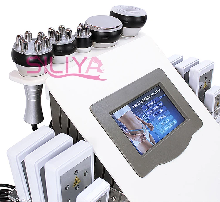 2020 New Arrival ! 6 In 1 40K Ultrasonic Cavitation Vacuum Radio Frequency Laser 8 Pads lipo Laser Slimming Machine for home us