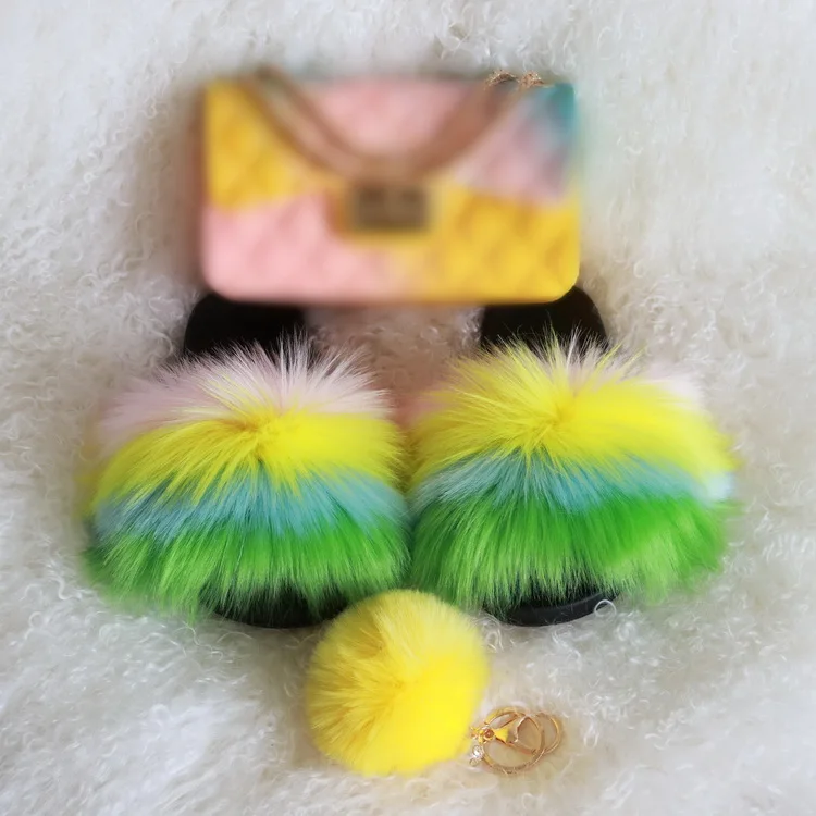 curlyfur kids toddler pvc sandals 2021 mini jelly purse kids fur slides