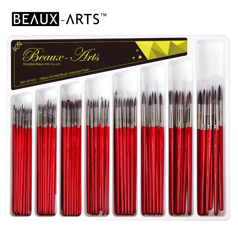 Pony Hair Paint Brush Watercolor Acrylic Art Brush Set 144Pcs Classroom Set Art Class