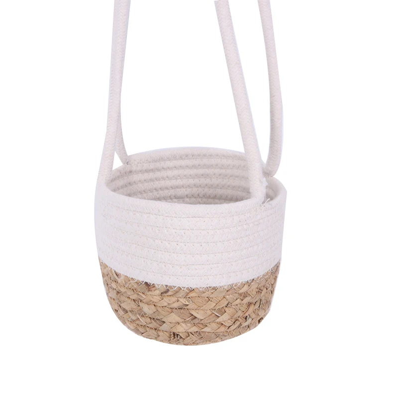 Handmade Woven Cotton Pure Color Rope Storage Baskets Cotton Rope Wall Basket For Sale