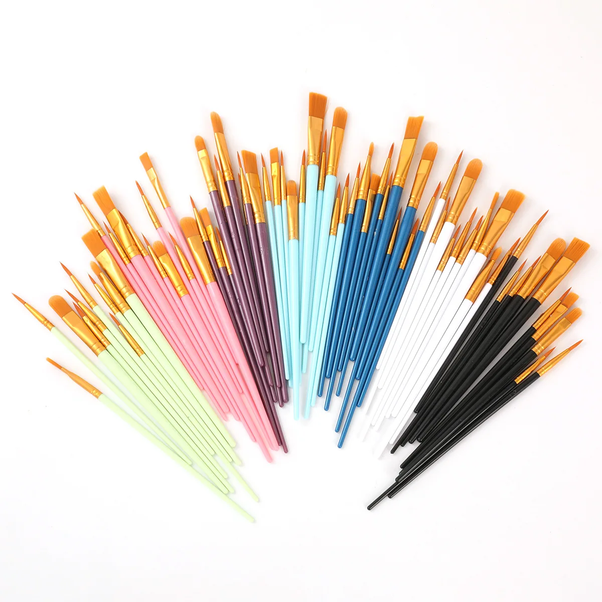 10-Piece Plastic Rod Nylon Brush Set Art Students DIY Painting Gouache Oil Pigment Brush Cake Decorating Supplies