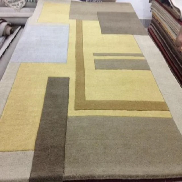 Modern Design Hand Tufted Wool Carpet Area Rug with Cotton Canvas Backing for Living Room and Bedroom Kid Room Adult Plush