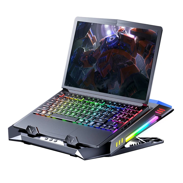 Кулер для ноутбука MC RGB, запатентованный дизайн, охлаждающая подставка для ноутбука 17 дюймов, регулируемый турбоохладитель для ноутбука с 7 углами обзора