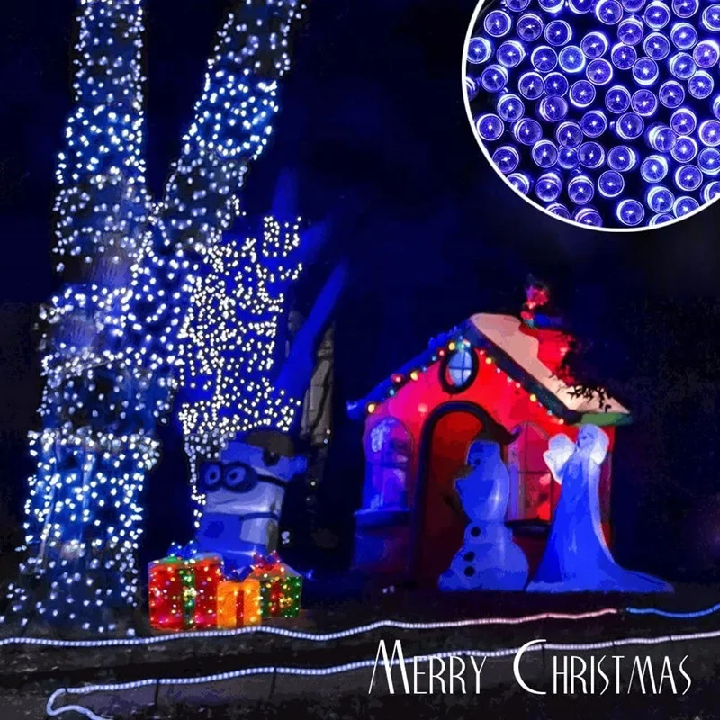 Уличная Водонепроницаемая гирлянда на солнечной батарее 33 фута 100 светодиодов таймер 6 часов для рождественского