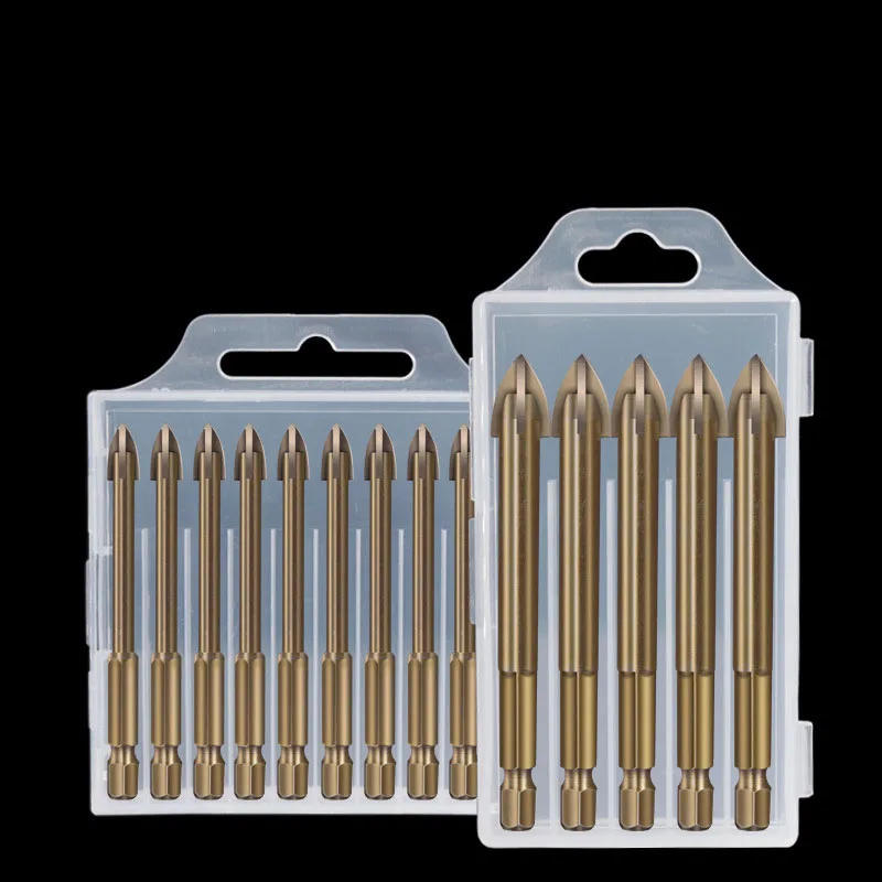 Royal Sino 1/4 Amber Coated Quick Change Hex 6Mm Porcelain Tungsten Carbide Glass Tile Drill Bit For Drilling In Glass