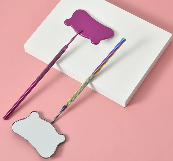 Wholesale Special Hello Kitty High Quality Handheld Eyelash Extension Checking Mirror with Handle Cute Makeup Inspection Mirror