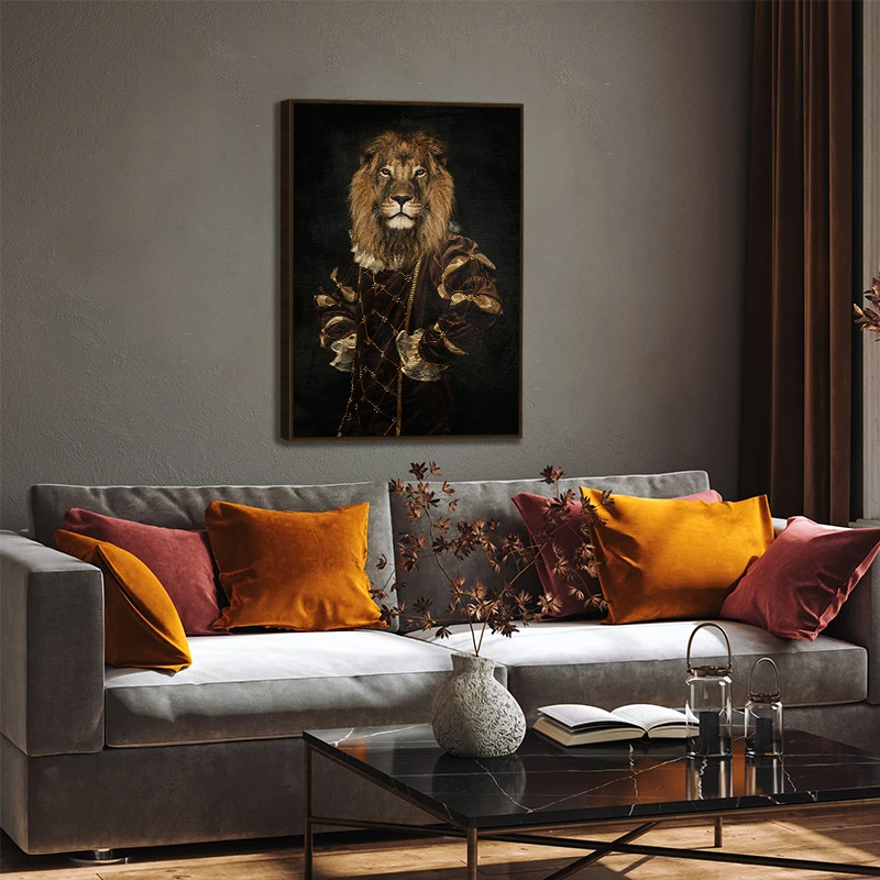 King Lion Canvas Art Painting By Numbers Bar Wall Art for Room Home Decor Graffiti Portait Framed Canvas