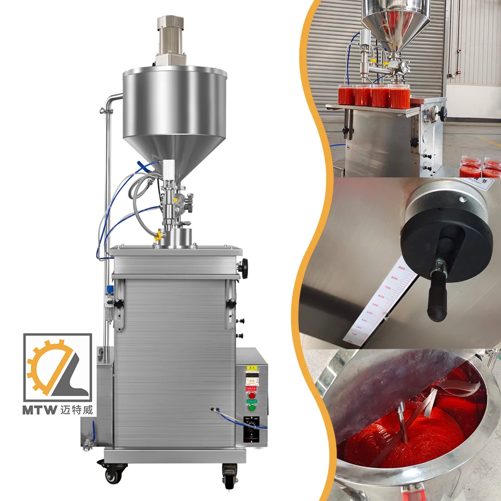MTW Small business semi auto jam oil chili sauce filling machine with hopper for hot sauce