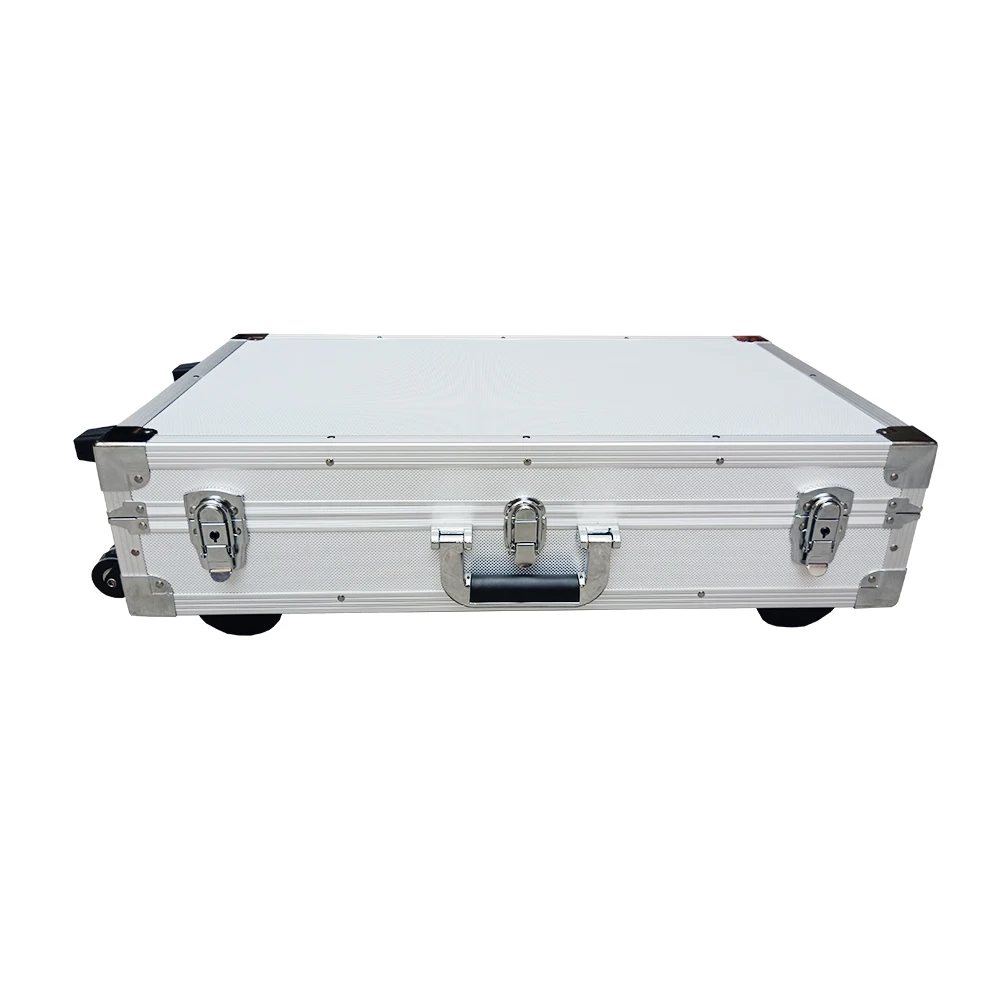 portable aluminum equipment display carrying case eva foam insert padding with wheels