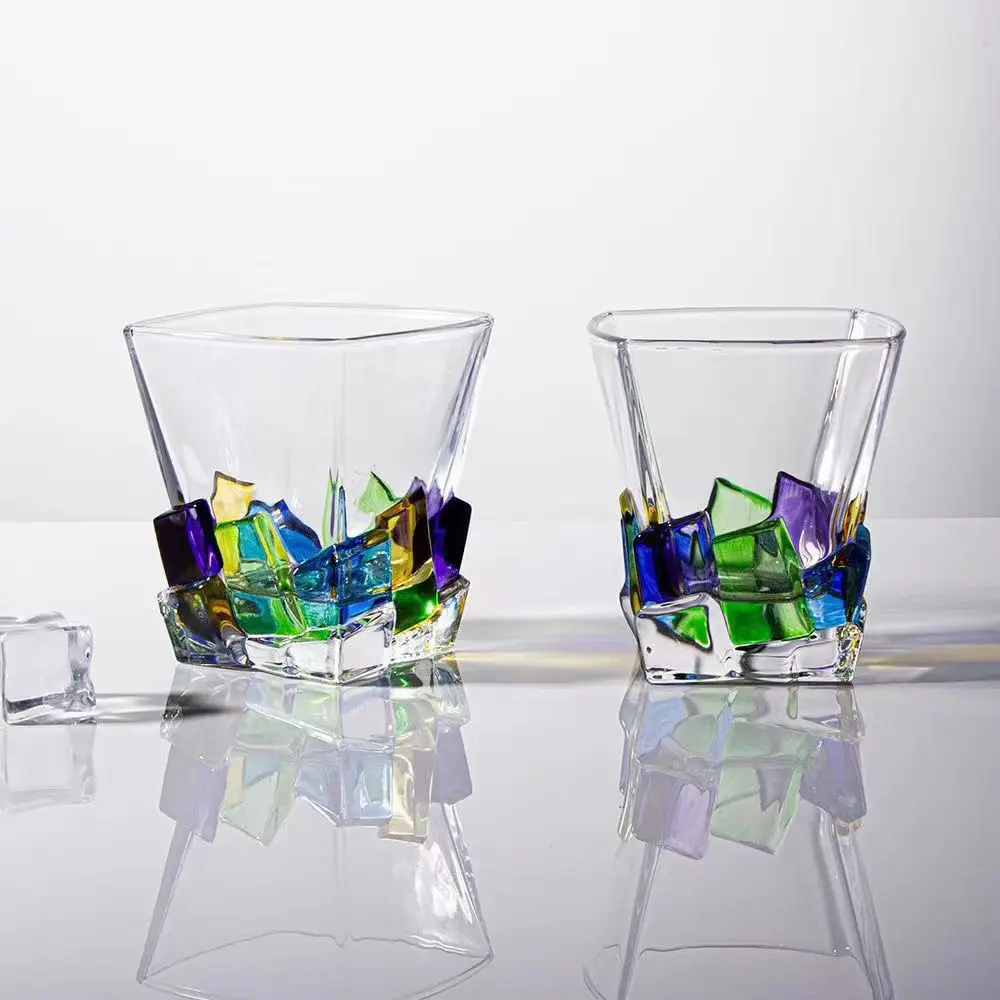Hand-Painted Premium Purple Crystal Ice Cube Glass | Limited Edition Whiskey, Wine & Creative Luxury Glass Cup